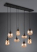 Immagine di Lampadario Per Soggiorno Nero Con Vetri Pendenti Ambra Lumina Trio