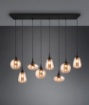 Immagine di Lampadario Per Soggiorno Nero Con Vetri Pendenti Ambra Lumina Trio