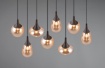 Immagine di Lampadario Per Soggiorno Nero Con Vetri Pendenti Ambra Lumina Trio