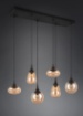 Immagine di Lampadario Lineare Per Tavolo Nero Con Vetri Ambra Lumina Trio