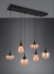Immagine di Lampadario Lineare Per Tavolo Nero Con Vetri Ambra Lumina Trio