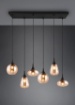 Immagine di Lampadario Lineare Per Tavolo Nero Con Vetri Ambra Lumina Trio