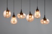 Immagine di Lampadario Lineare Per Tavolo Nero Con Vetri Ambra Lumina Trio