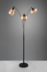 Immagine di Piantana ad Arco Struttura Nera e 3 Paralumi Assortiti Vetro Ambra Lumina Trio Lighting