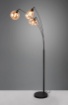 Immagine di Piantana ad Arco Struttura Nera e 3 Paralumi Assortiti Vetro Ambra Lumina Trio Lighting