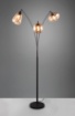 Immagine di Piantana ad Arco Struttura Nera e 3 Paralumi Assortiti Vetro Ambra Lumina Trio Lighting