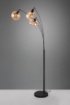 Immagine di Piantana ad Arco Struttura Nera e 3 Paralumi Assortiti Vetro Ambra Lumina Trio Lighting