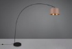 Immagine di Piantana Arco Nera con Paralume Tessuto Tortora e Oro Mansur Trio Lighting