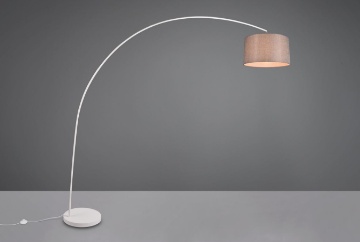 Immagine di Piantana Bianca ad Arco con Paralume Tessuto Grigio Mansur 1xE27 Trio Lighting 