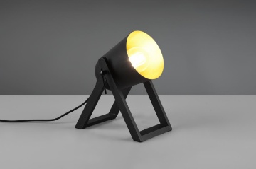 Immagine di Lampada da Tavolo con Piede Legno Marc Nero e Oro Trio Lighting 