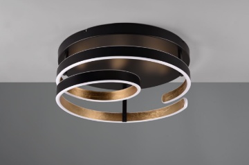 Immagine di Plafoniera Spirale Led Switch Dimmer Ø55 cm Marnie Oro e Nero Trio Lighting