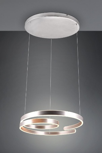 Immagine di Sospensione Spirale Alluminio Led 68w Switch Dimmer Ø65 cm Marnie Trio Lighting