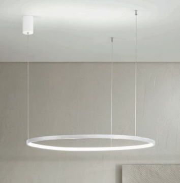 Immagine di Lampadario Soel Anello Bianco 100 cm Led CCT 47w Dimmerabile Ondaluce