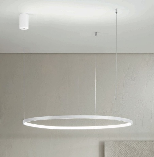 Immagine di Lampadario Soel Anello Bianco 100 cm Led CCT 47w Dimmerabile Ondaluce