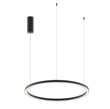 Immagine di Lampadario Salotto Anello Nero Led CCT 40w Hoop 80 cm Fan