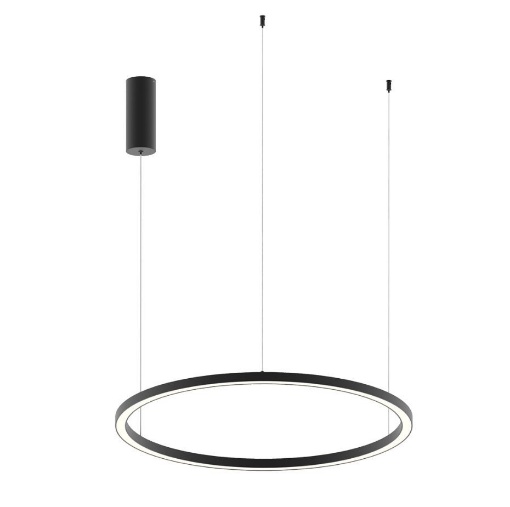 Immagine di Lampadario Salotto Anello Nero Led CCT 40w Hoop 80 cm Fan
