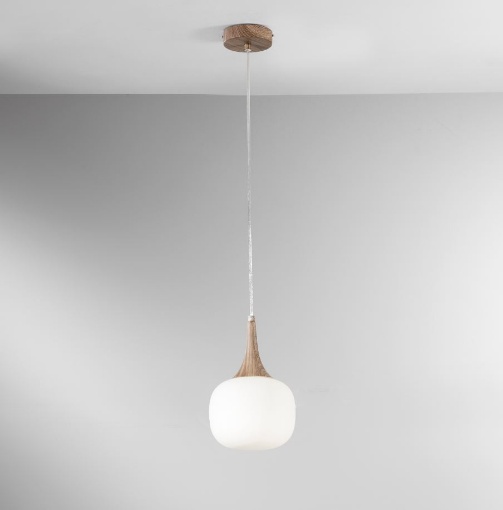Immagine di Sospensione Effetto Legno Boccia Vetro Bianco 17 cm Jaipur Fan
