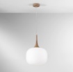 Immagine di Sospensione Boccia Vetro Bianco 30 cm Effetto Legno Jaipur Fan