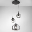Immagine di Lampadario 3 Luci Bocce Vetro Fume Per Soggiorno Jaipur Fan