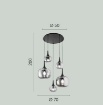 Immagine di Lampadario Finto Legno 5 Bocce Vetro Bianco Per Soggiorno Jaipur Fan