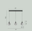 Immagine di Sospensione Binario 3 Luci Finto Legno Con Bocce Vetro Jaipur Luce Ambiente Design
