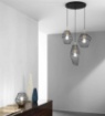 Immagine di Lampadario 3 Luci Gabbia Metallo Nero Oro Per Salotto Kiko S3 Luce Ambiente Design