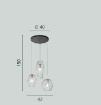 Immagine di Lampadario 3 Luci Gabbia Metallo Nero Oro Per Salotto Kiko S3 Luce Ambiente Design
