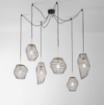 Immagine di Lampadario A Ragno 6 Luci Gabbia Metallo Nero Oro Kiko S6 Fan