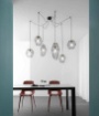 Immagine di Lampadario A Ragno 6 Luci Gabbia Metallo Nero Oro Kiko S6 Luce Ambiente Design
