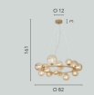 Immagine di Lampadario Circolare 16 Luci Sfere Vetro Per Soggiorno Honey S16 Fan