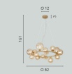 Picture of Lampadario Circolare 16 Luci Sfere Vetro Per Soggiorno Honey S16 Luce Ambiente Design
