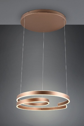 Immagine di Lampadario Marnie Spirale Color Caffè Led 68w Switch Dimmer Ø65 cm Trio Lighting