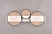 Immagine di Plafoniera Applique Base Legno Bianco e 3 Anelli Neri Led Switch Dimmer Medera Trio Lighting 