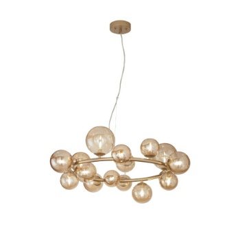 Immagine di Lampadario Luminoso Circolare Per Soggiorno 16 Sfere Vetro G9 Led