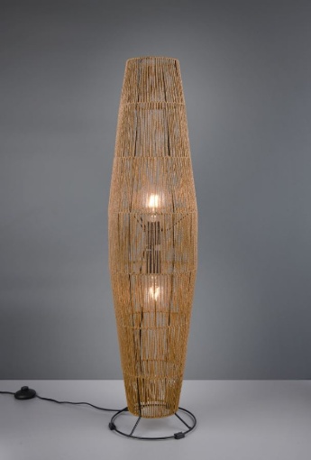 Immagine di Piantana in Corda Naturale Marrone Miki 2xE27 Trio Lighting  