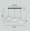 Immagine di Lampadario Lineare Metallo Smith S3 Luce Diffusa E27 Fan