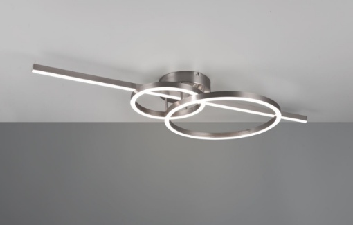 Immagine di Applique Plafoniera Bacchetta con Doppio Anello Led CCT Montilla Nichel Trio Lighting