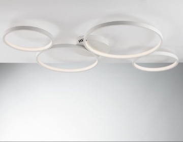 Immagine di Plafoniera Moderna Bianca Cerchi Led CCT 40w Fredy PL4 Fan