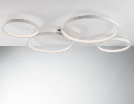 Immagine di Plafoniera Moderna Bianca Cerchi Led CCT 40w Fredy PL4 Fan