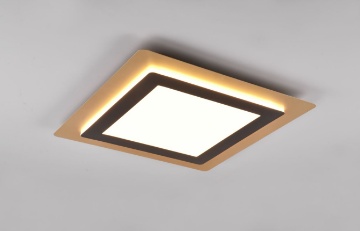 Immagine di Lampada da Soffitto Quadrata Led Diverse Funzioni con Telecomando Morgan Oro e Nero cm Trio Lighting