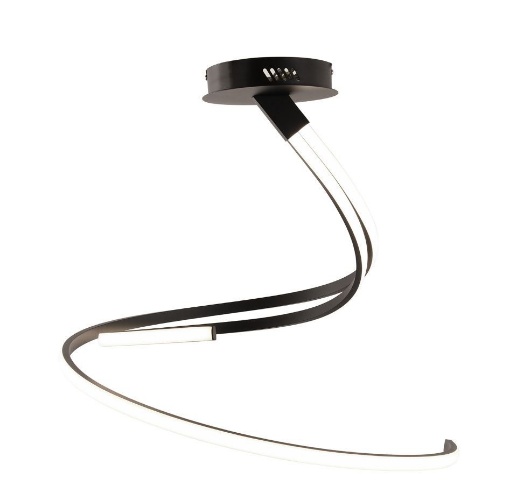Immagine di Plafoniera Per Salotto Curvata Kinetic PL Nero Led CCT 40w Luce Ambiente Design