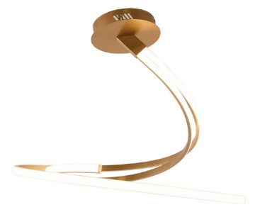 Immagine di Plafoniera Curva Vortice Kinetic PL Oro Led CCT 40w Per Salotto Luce Ambiente Design