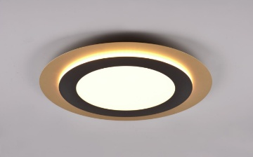 Immagine di Lampada Led Rotonda da Soffitto Morgan Nero e Oro Diverse Impostazioni con Telecomando Ø45 cm Trio Lighting 