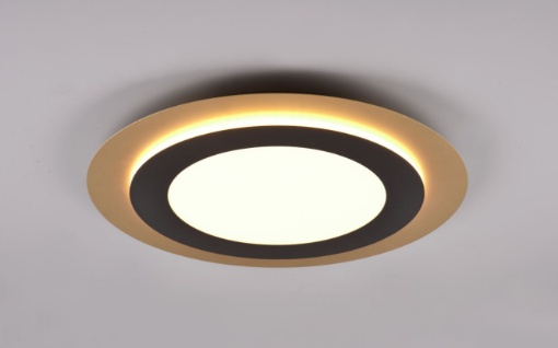 Immagine di Lampada Led Rotonda da Soffitto Morgan Nero e Oro Diverse Impostazioni con Telecomando Ø45 cm Trio Lighting 