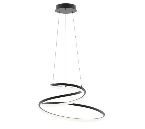 Immagine di Lampadario Soggiorno Coaster Nero Spirale Led 60w CCT Luce Ambiente Design