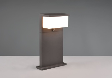 Immagine di Paletto Led per Esterno IP54 Alluminio Antracite con Sensore Movimento Nestos H45 cm Trio Lighting