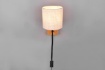 Immagine di Applique Base Legno Spot Led da Lettura e Paralume Rotondo Tessuto Bianco 1xE27 Nilam Trio Lighting