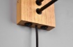 Immagine di Applique Base Legno Spot Led da Lettura e Paralume Rotondo Tessuto Bianco 1xE27 Nilam Trio Lighting