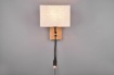 Immagine di Applique Base Legno Spot Led da Lettura e Paralume Squadrato Tessuto Bianco 1xE27 Nilam Trio Lighting