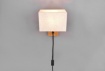 Immagine di Applique Base Legno Spot Led da Lettura e Paralume Squadrato Tessuto Bianco 1xE27 Nilam Trio Lighting